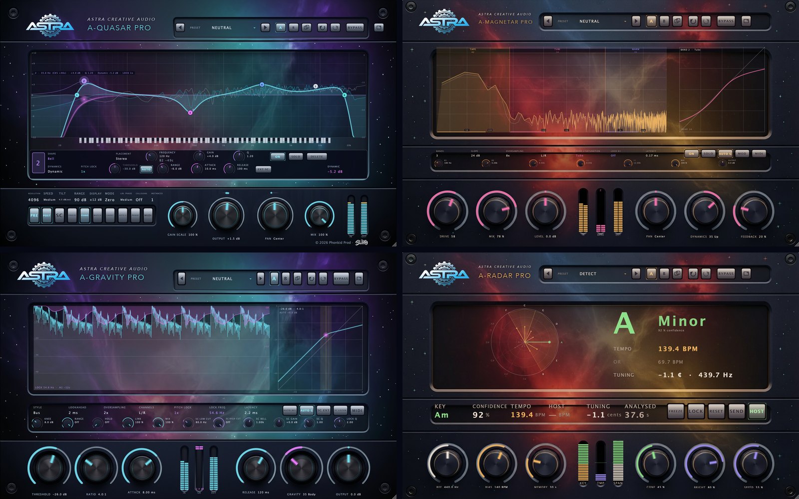 Los paneles del A-Quasar Pro, el A-Magnetar Pro, el A-Gravity Pro y el A-Radar Pro