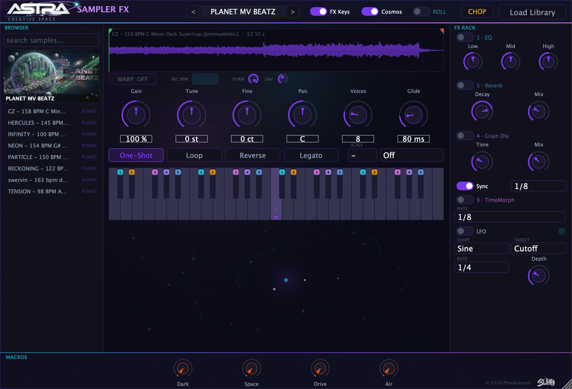 PLANET MV BEATZ loaded in Astra Sampler FX